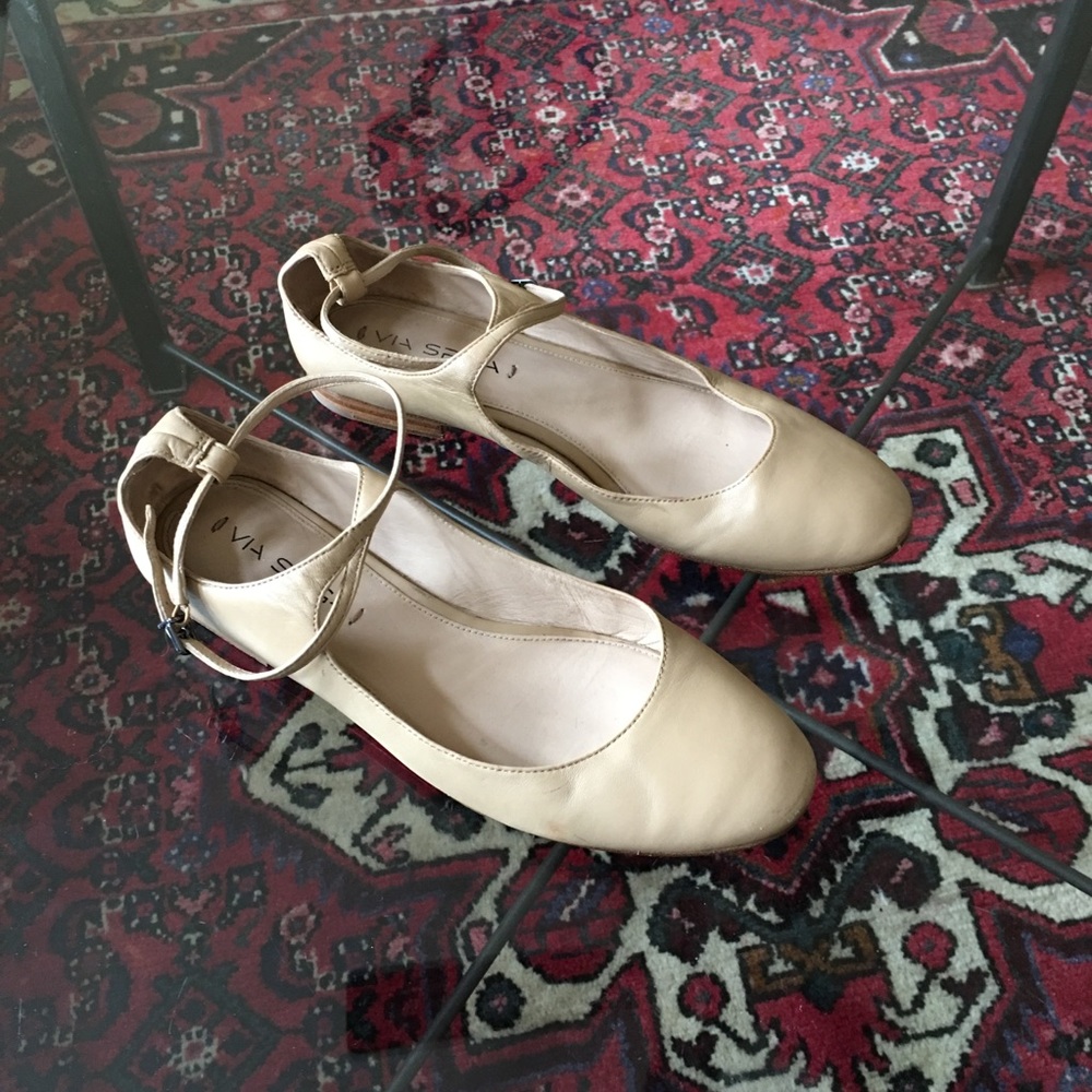 Via Spiga Ballet Cross Strap Leather Flats